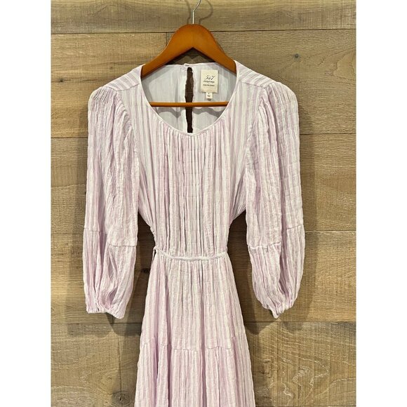 Cinq à Sept Lyle Smocked Pale Iris/Ivory Dress Size 6 - Picture 4 of 9